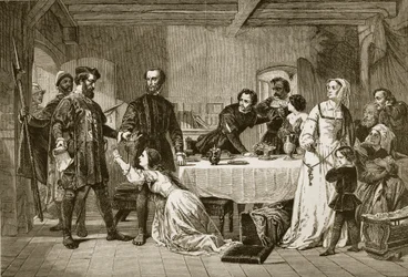 Anholdelsen af John Brown af Ashford, en Lollard, 1517, indgraveret af J. und G.P. Nicholls